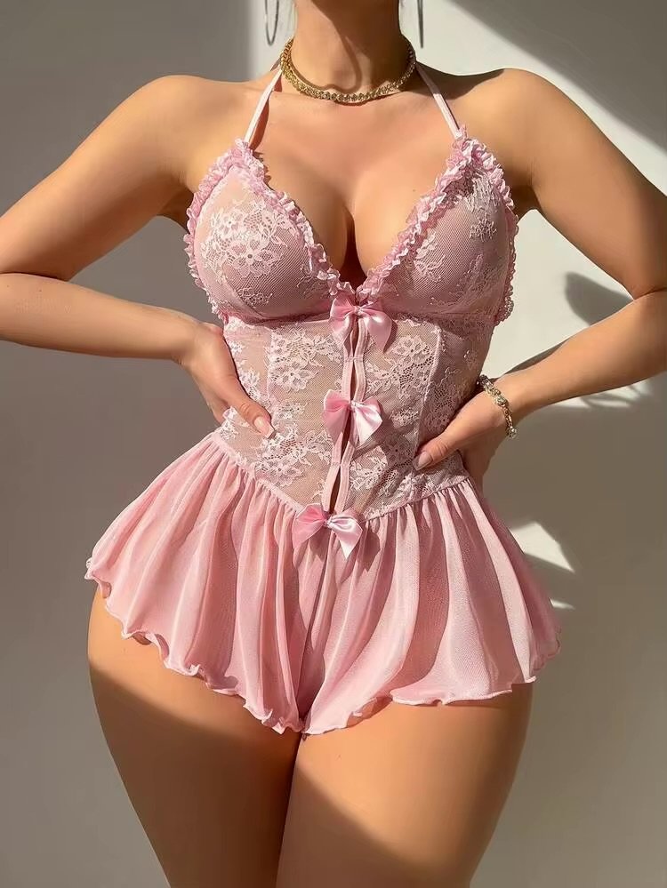 Nuisette Rose en Dentelle